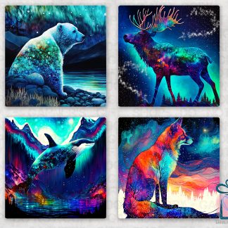 Inked Animals Colorful Coaster Set