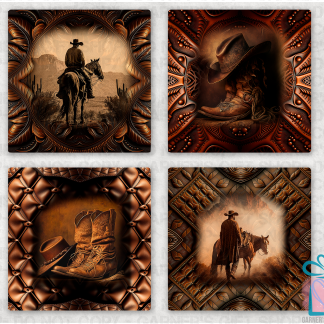 Leather Inspired Cowboy Ceramic Coasters